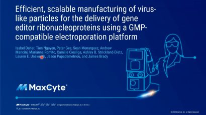 Cover slide of presentation of 2024 European Society of Gene and Cell Therapy Congress - Efficient, scalable manufacturing of virus-like particles for the delivery of gene editor ribonucleoproteins using a cGMP-compliant electroporation platform