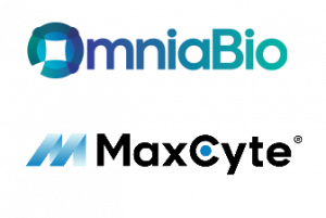 Logo of OmniaBio and MaxCyte